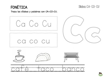 Preview of Worksheet "CA-CO-CU" SYLLABLES - write 6 (trazado)