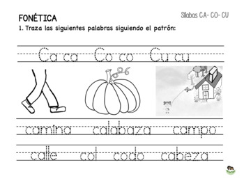 Preview of Worksheet "CA-CO-CU" SYLLABLES - write 12 (trazado)