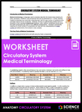 Worksheet - Circulatory System Medical Terminology - HS-LS1