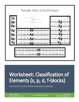 Preview of Worksheet: Classification of Elements (All-in-One Review & Worksheet)