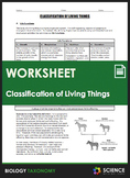 Worksheet - Taxonomy - Classification of Living Things - D