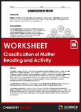 Worksheet - Classification of Matter Reading and Station L