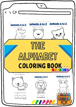 Preview of Worksheet Coloring animal characters and practicing letter strokes.