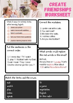 Preview of Worksheet Create Friendships With English