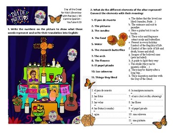 Preview of Worksheet Day of the Dead altar video