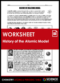 Worksheet - History of Atomic Model - Dalton, Rutherford, 