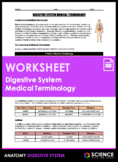 Worksheet - Digestive System Medical Terminology - HS-LS1