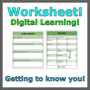 Preview of Worksheet! Digital Learning: Getting to know you!