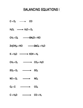 practice problems balancing chemical equations
