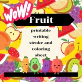 Worksheet :  Fruit printable writing stroke and coloring sheet