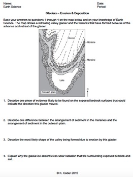 Worksheet - Glacier Erosion and Deposition *Editable* | TpT