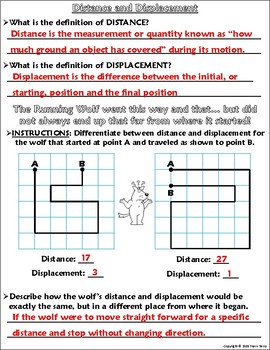 Worksheet: Graphing, Distance, and Displacement w/ The Running Wolf