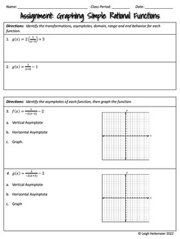 8.1 graphing simple rational functions evaluate homework and practice