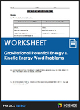 Worksheet - Gravitational Potential Energy & Kinetic Energ