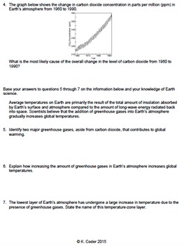 Worksheet Greenhouse Gases And Global Warming Constructed Response Editable