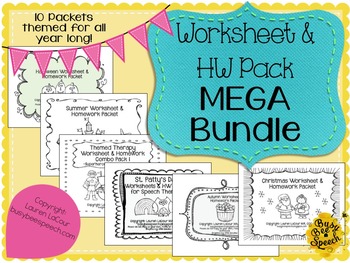 Preview of Worksheet & HW MEGA Bundle for Speech Therapy