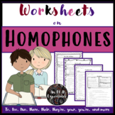Worksheets on Homophones
