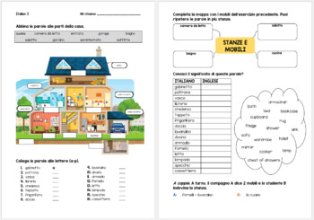 Preview of Worksheet. House and furniture-La casa e i mobili