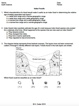 Preview of Worksheet - Index Fossils *EDITABLE*