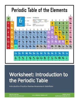 Preview of Worksheet: Introduction to the Periodic Table (All-in-One Review & Worksheet)