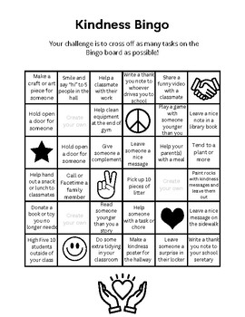 Worksheet: Kindness BINGO by The Mindful Resilients | TPT