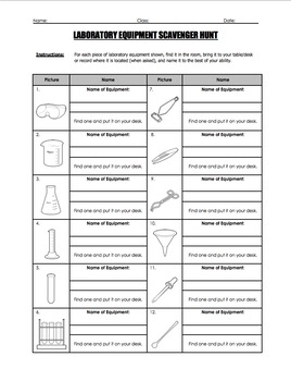 Worksheet - Identifying Lab Equipment by Science With Mr Enns | TpT