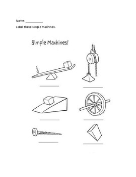 Worksheet - Label these simple machines by Mr Prince | TPT