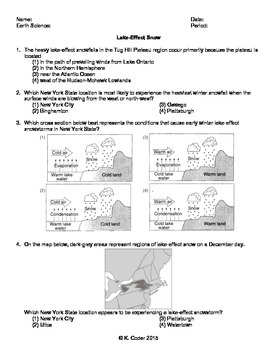 Preview of Worksheet - Lake Effect Snow *Editable*