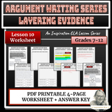 Worksheet - Layering Evidence in Argument Writing Lesson #10
