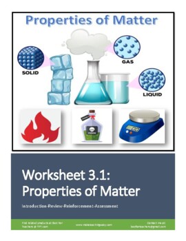 Preview of Worksheet: Matter - Chemical and Physical Properties and Changes