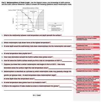 Worksheet - Metamorphic Rocks #2 *EDITABLE* (WITH ANSWERS EXPLAINED)