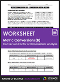Worksheet - Metric Conversions Using Conversion Factors or