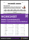 Worksheet - Metric Conversions Using the Linear Method & D