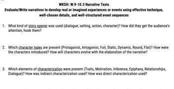 Preview of Worksheet: Narrative Analysis with "Snow Queen" [CCSS.ELA.W.3] (EDITABLE)