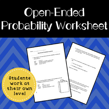 Preview of Math Worksheet: Open-Ended Probability Questions (DIGITAL)