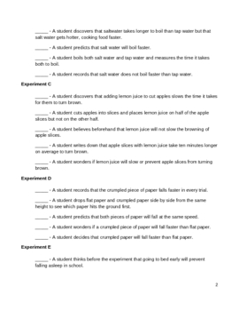 Scientific Method Worksheet - Ordering Steps of the Scientific Method