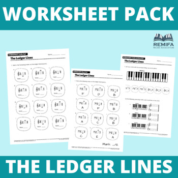 Preview of Worksheet Pack: 10 Ledger lines worksheet pack. Treble and Bass Clef