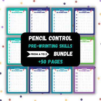 Preview of Worksheet Pencil Control Pre-Writing Skills, Tracing Lines and Color For Kids