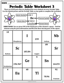 Worksheet: Periodic Table Worksheet 3 by Travis Terry | TpT