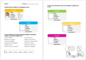 Preview of Worksheet - Personal information / Informazioni personali