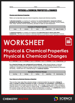 sg physical and chemical properties and changes worksheet