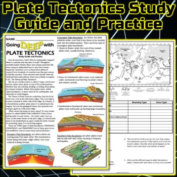 Worksheet: Plate Tectonics Study Guide and Practice by Travis Terry