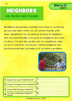 Preview of Worksheet Reading - 'Neighbors' - QuickReads L3 - Guided Reading