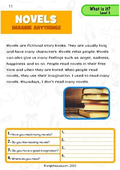 Preview of Worksheet Reading - 'Novels' - QuickReads L3 - Guided Reading