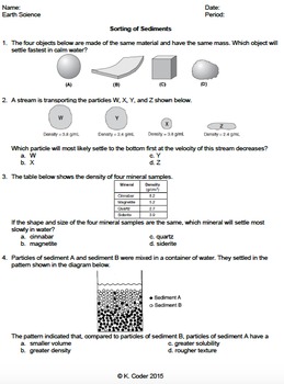 Preview of Worksheet - Sorting of Sediments *Editable*