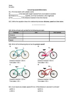 Preview of Calculating Speed - Worksheet | Easel Activity & Printable PDF