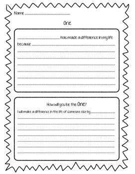 Worksheet Supplement to "One" by Kathryn Otoshi