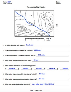 Trending Topographic Map Reading Worksheet Answer Key 1 8 transparant