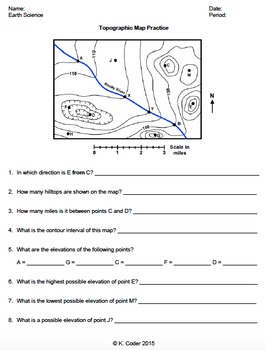 Topographic Map Notes Worksheets Teaching Resources Tpt