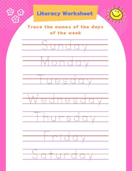 Preview of Worksheet Track names of days of the week